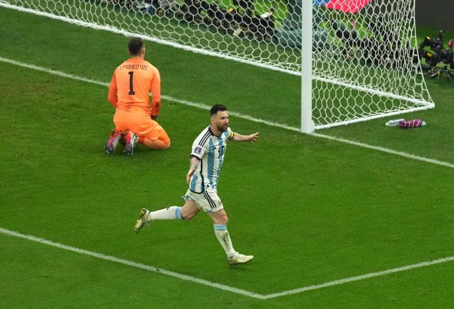 Leo Messi celebra el 1-0 de Argentina ante Croacia (Foto: Cordon Press).