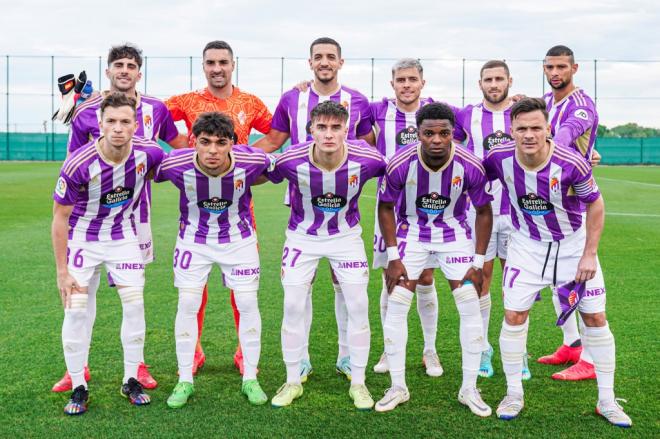 Once del Pucela, rival del Arenas de Getxo en la Copa, en el reciente amistoso ante el Clermont (Foto: Real Valladolid).