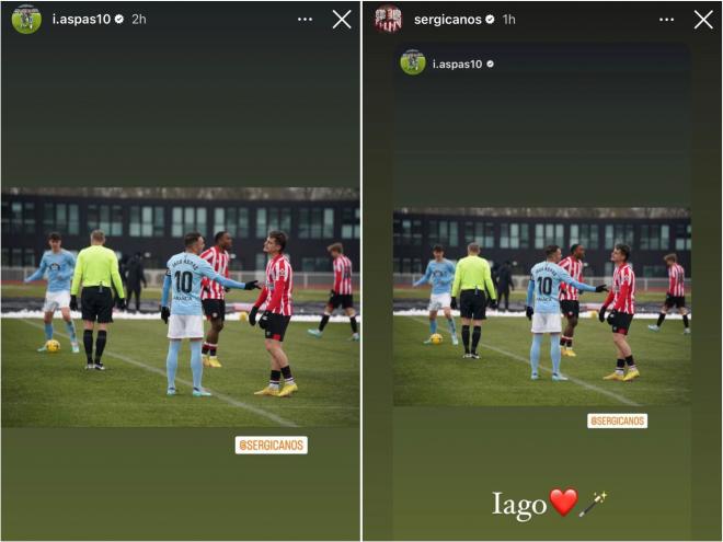 Imágenes de los perfiles oficiales de Iago Aspas y Sergi Canós. (Foto: Instagram)