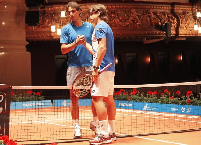 Ferrer contra Nadal en la presentación del Barcelona Open Banc Sabadell (Foto: Cordon Press).