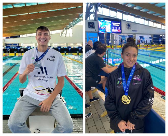 Ángel de Oña y Laura Rodríguez, con sus medallas.