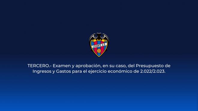 Tercer punto de la Junta de Accionistas del Levante UD 2022