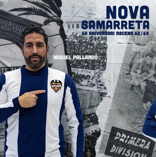 Pallardó con la camiseta del Levante en honor al ascenso del 63.