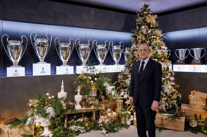 Florentino Pérez, en el mensaje de Navidad del Real Madrid (Foto: RMCF).