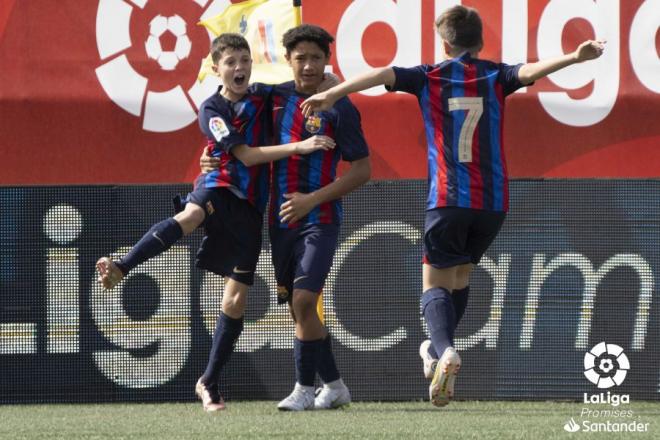 Ruslan celebra un gol en LaLiga Promises (Foto: LaLiga).