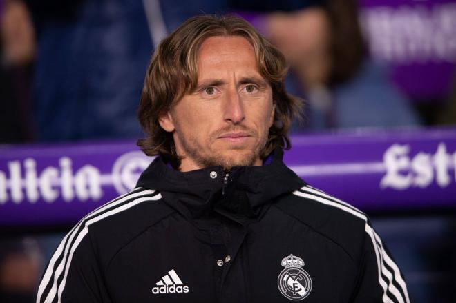 Luka Modric, en el banquillo durante el Valladolid-Real Madrid (Foto: Cordon Press).