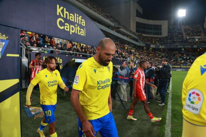 Fali lidera al Cádiz antes del partido ante el Almería (Foto: Cristo García).