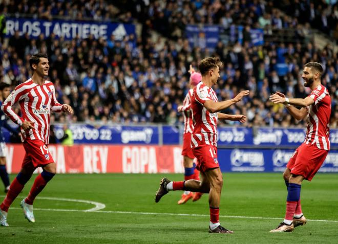 Marcos Llorente celebra su gol en el Oviedo-Atlético de Madrid (Foto: ATM).