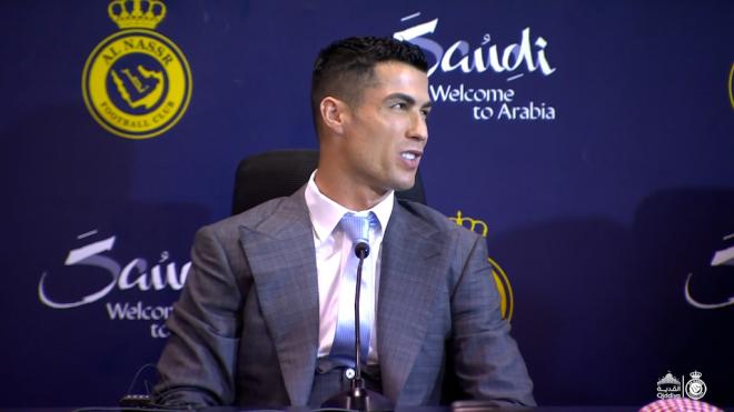 Cristiano Ronaldo, durante la rueda de prensa de su presentación.