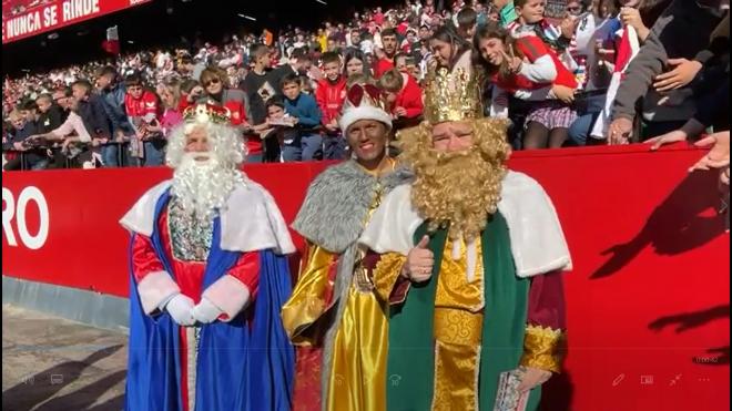 Los Reyes Magos, en el entrenamiento del Sevilla.