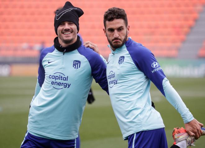 Antoine Griezmann y Koke, en una sesión del Atlético de Madrid (Foto: ATM).