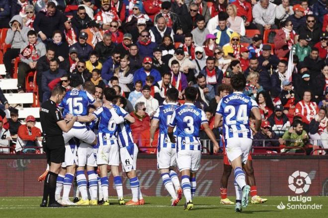Gol de Silva ante el Almería en el estadio de los Juegos del Mediterráneo. (Foto: LaLiga)