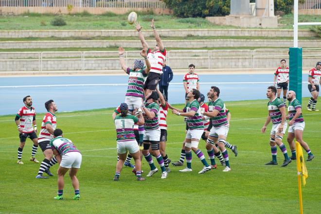 Una jugada del Club Rugby Málaga-Cáceres.