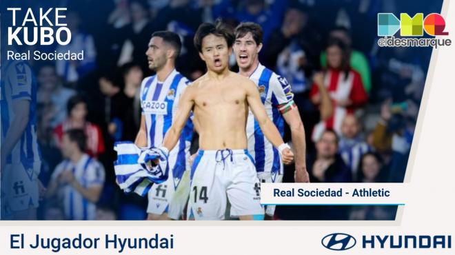 Take Kubo, jugador Hyundai del Real Sociedad-Athletic Club.
