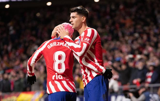 Morata y Griezmann, en el Atlético de Madrid-Real Valladolid (Foto: Cordon Press).