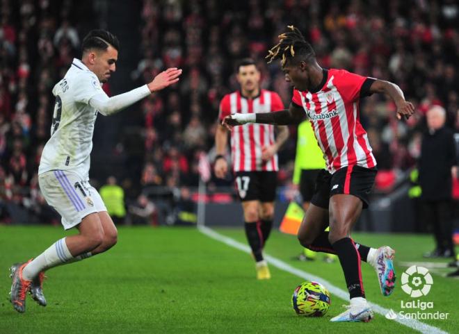 El Clásico de Bilbao: Nico Williams en un partido del Athletic Club ante el Real Madrid en San Mamés (Foto: LaLiga).