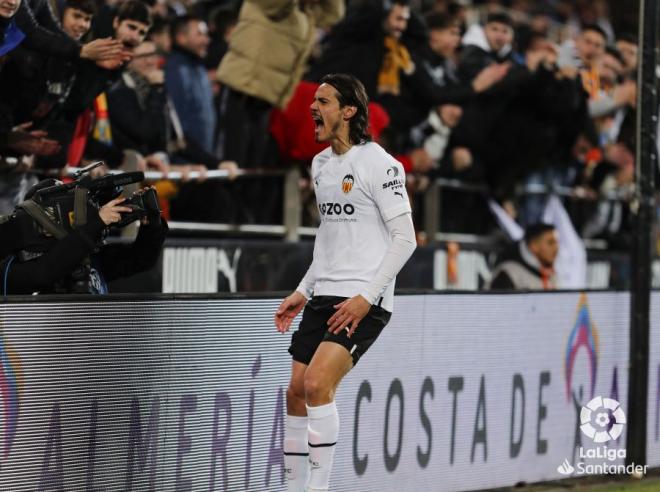 Cavani en el último partido del Valencia CF en Mestalla (Foto: LaLiga)