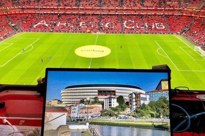 Un día de trabajo en la grada de San Mamés en un partido del Athletic Club (Foto: DMQ Bizkaia).