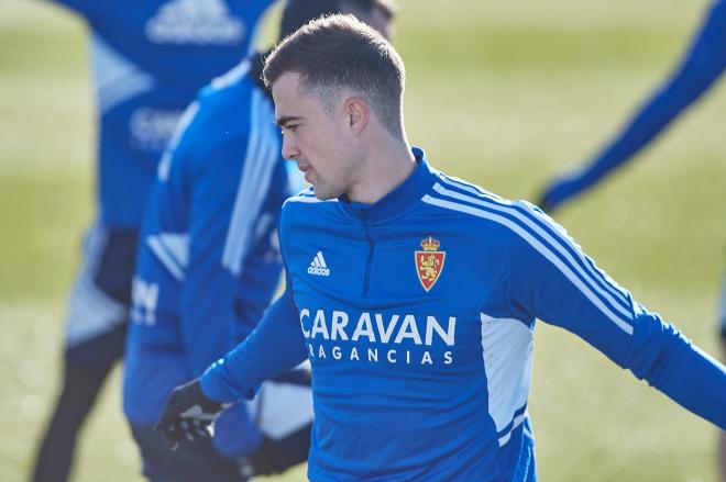 Andrés Borge en un entrenamiento del Real Zaragoza (Foto: Daniel Marzo).