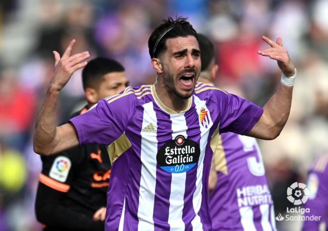 La emoción de Kike Pérez en el Real Valladolid - Valencia.