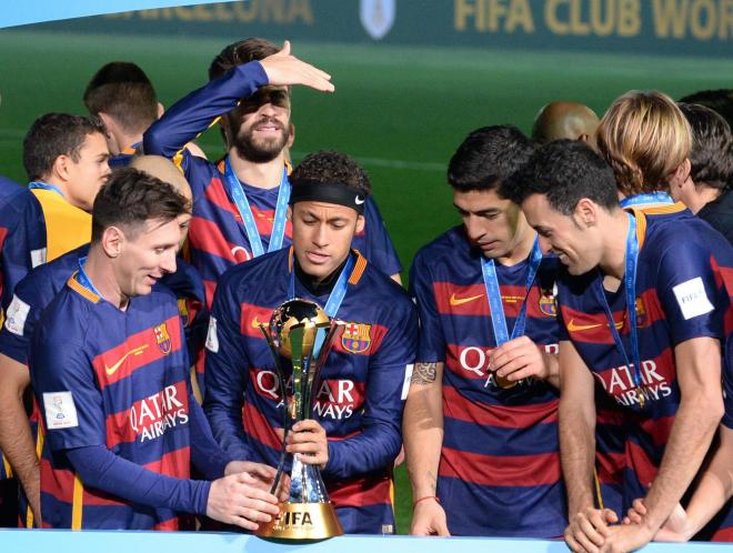Messi y Neymar, campeones con el Barcelona en el Mundial de Clubes 2015 (Foto: Cordon Press).