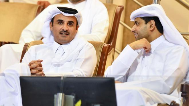 El emir Al-Thani y Nasser Al-Khelaifi (Foto: EFE).