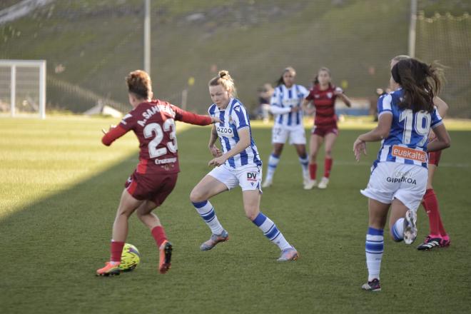 Lance del partido entre la Real Sociedad y el Sevilla en Zubieta (Foto: Giovanni Batista).