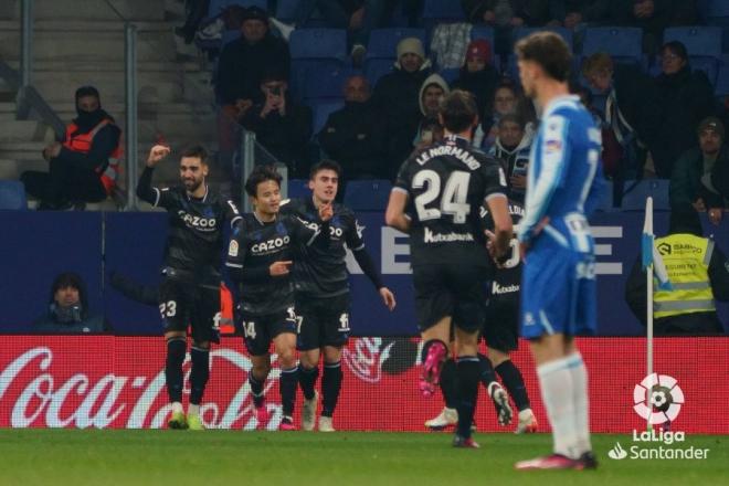 Kubo celebra el 0-1 de la Real Sociedad al Espanyol (Foto: LaLiga).