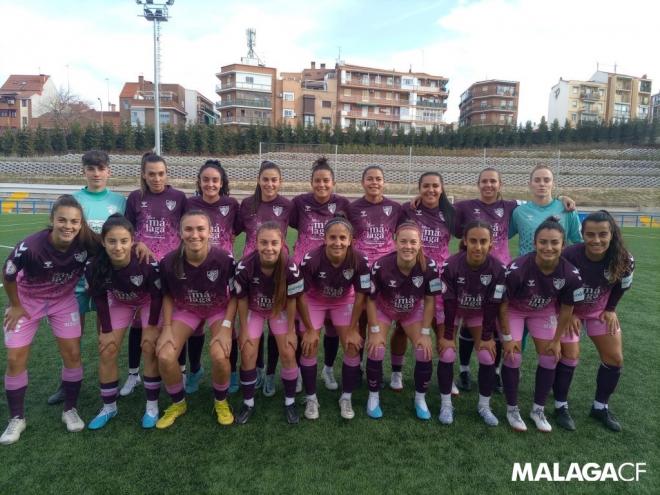 Las jugadoras del Málaga Femenino, en el Antiguo Canódromo de Madrid (Foto: MCFF).