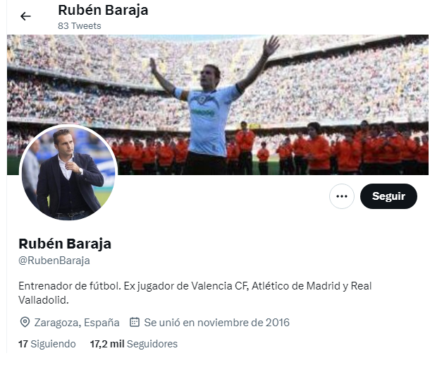 Rubén Baraja tiene una foto de su despedida del Valencia CF en Mestalla en sus redes sociales.