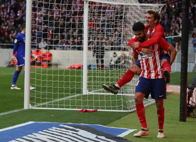 Diego Costa y Griezmanan celebran un gol con el Atlético en 2018 (Foto: ATM).