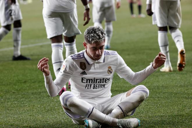Fede Valverde celebra su gol en el Osasuna-Real Madrid (Foto: LaLiga).