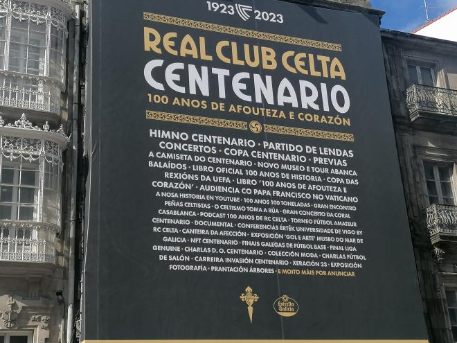 Lona con los actos del centenario del Celta en Vigo (Foto: Alberto Bravo).