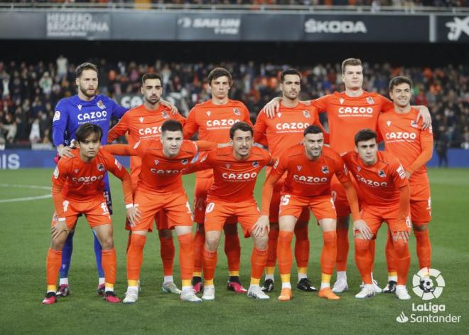 El once titular de la Real Sociedad en Valencia (Foto: LaLiga).