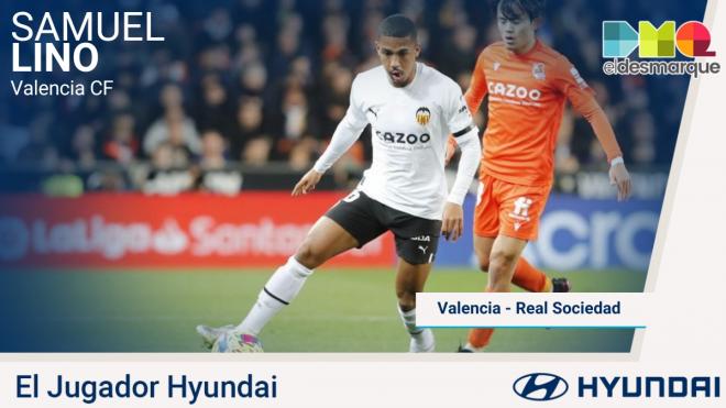 Samuel Lino, Jugador Hyundai del Valencia - Real Sociedad.