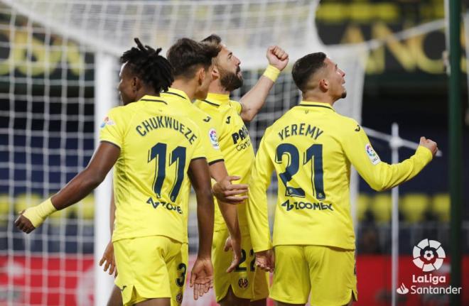 Celebración del Villarreal ante el Getafe (Foto: LaLiga).