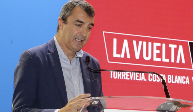 Javier Guillén en la presentación de la Vuelta (Foto: redes sociales La Vuelta 2023)