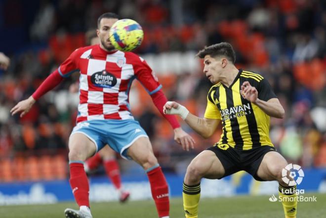 Simeone, durante el Lugo-Real Zaragoza (Foto: LaLiga).