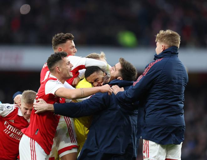 El Arsenal celebra el gol de Reiss Nelson (Foto: Cordon Press).