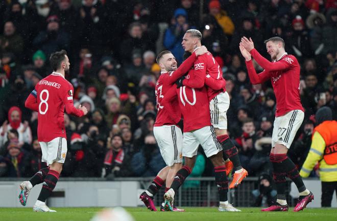 Celebración de un tanto del United contra el Betis (Foto: Cordon Press).