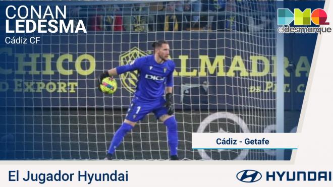 Conan Ledesma, jugador Hyundai del Cádiz - Getafe.