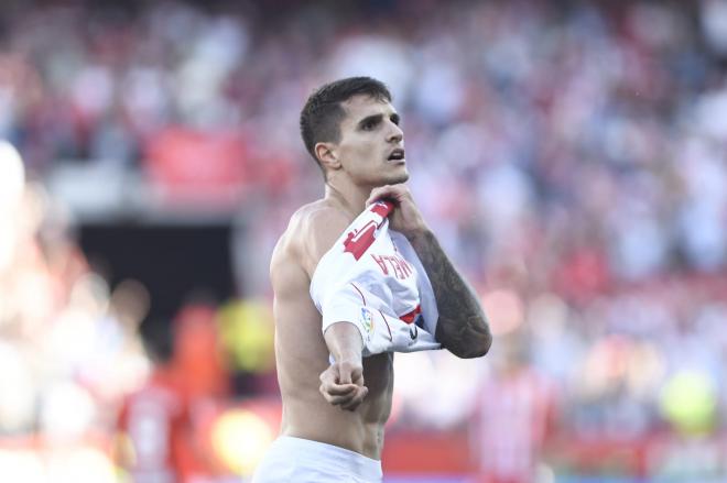 Erik Lamela celebra un gol con el Sevilla (Foto: Kiko Hurtado)