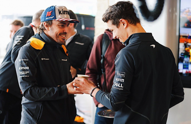 Fernando Alonso y Lando Norris cuando coincidieron en Mclaren (Foto: redes sociales Mclaren)
