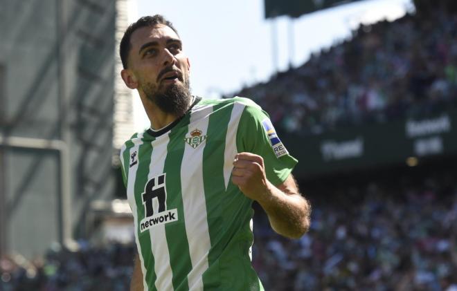 Borja Iglesias celebra su gol al Mallorca (Foto: Kiko Hurtado)