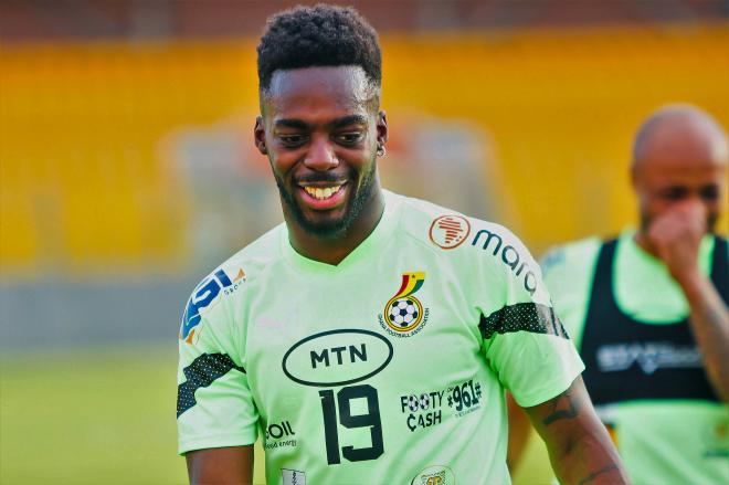 La alegría de Iñaki Williams, delantero del Athletic Club, entrenando con la selección de Ghana.