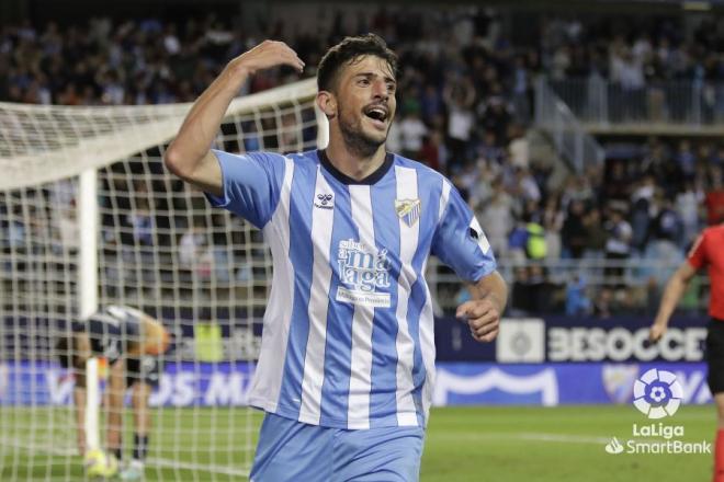 Pablo Chavarría celebra su gol en el Málaga - Leganés (Foto: LaLiga).