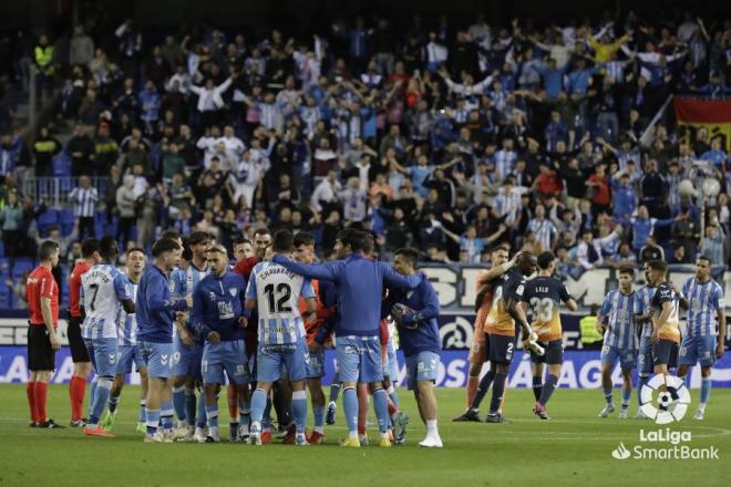 Celebración del triunfo del Málaga ante el Leganés (Foto: LaLiga).