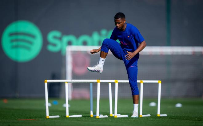 Ansu Fati, en una sesión de entrenamiento del Barcelona (Foto: FCB).