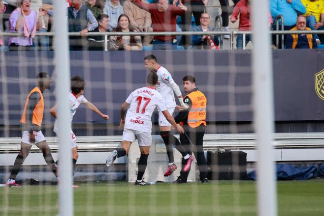 Celebración del gol de En-Nesyri ante el Cádiz (Foto: Cristo García).