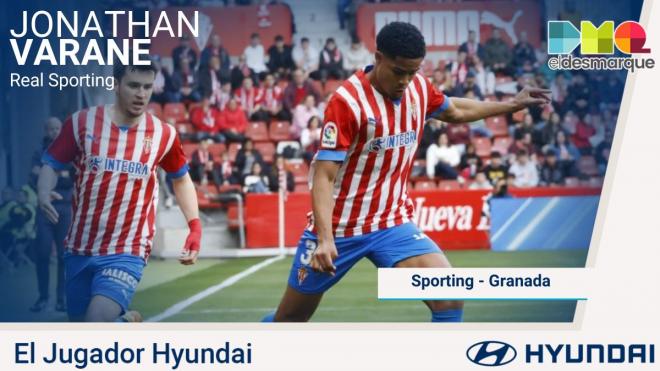 Varane, el Jugador Hyundai del Sporting-Granada.